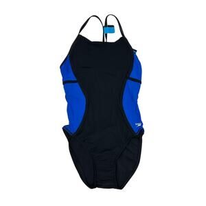Speedo Power+ Sprint Splice Free Back Tech Race III One-Piece Swimsuit Sz 10 /36